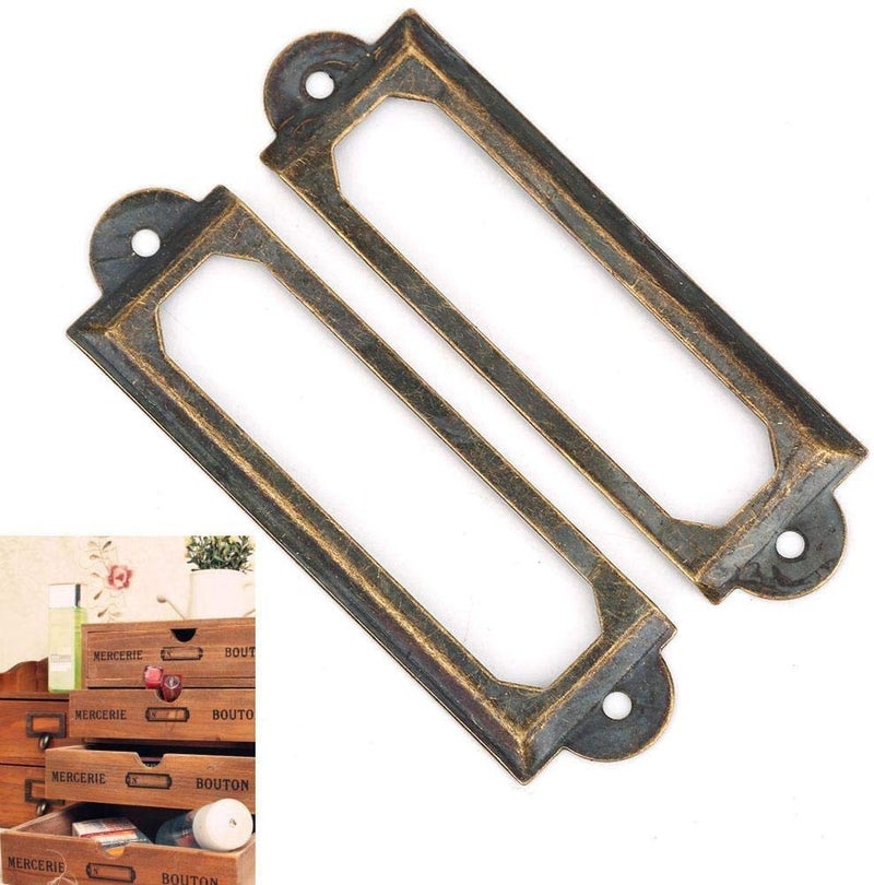 Hztyyier 20-Piece Metal Label Holders, Red Bronze Card Tag Frame for Office Library File Cabinet Drawer, Card Tag Label Organizer - Image 3